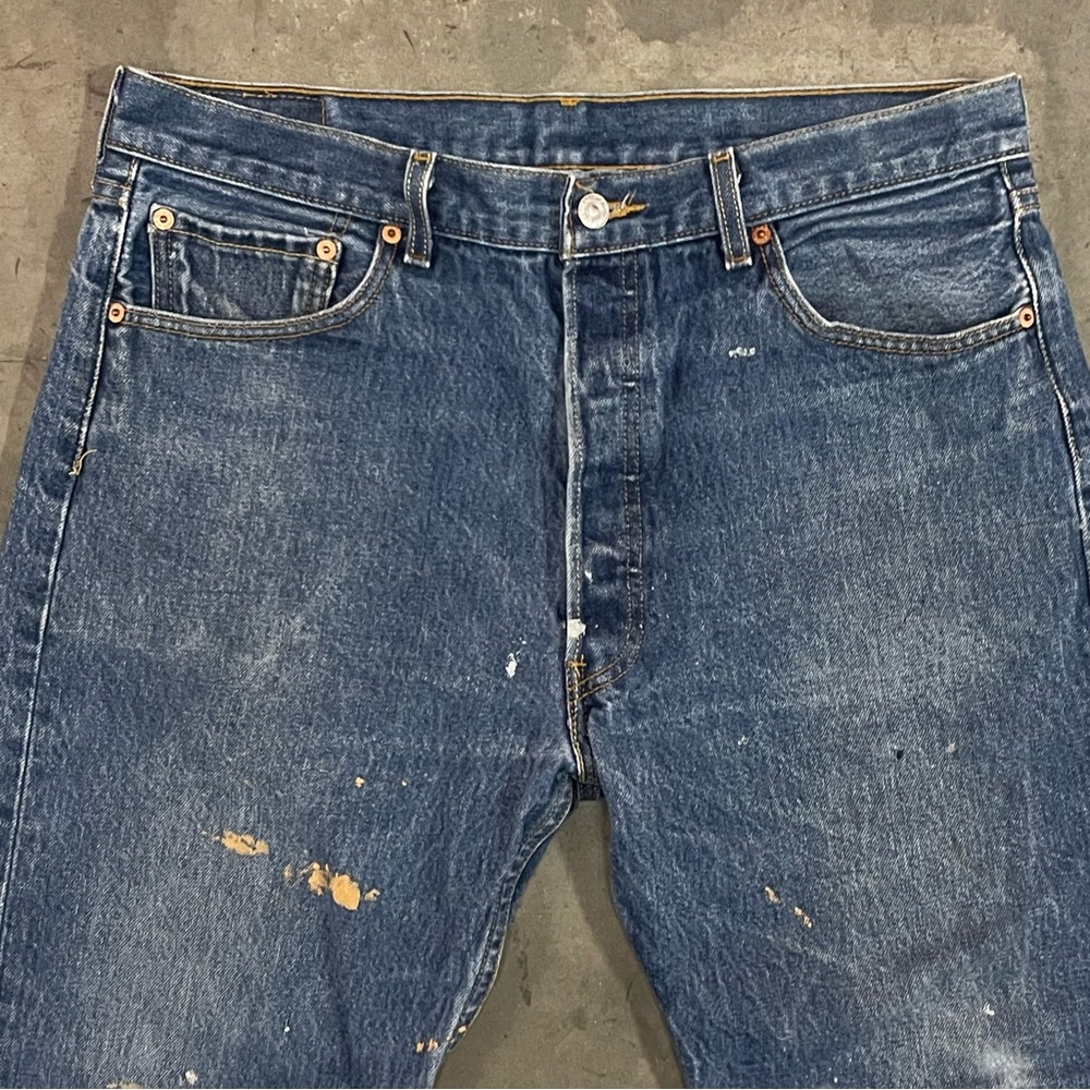 Vintage Y2K Levi's 501XX Button Fly Straight Leg Painted Jeans 36x30 - Picture 3 of 10